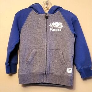 Roots two-tone blue and grey zip up hoodie